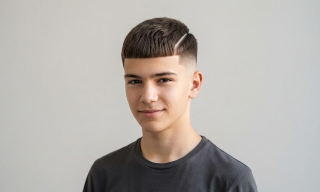 Caesar Cut with Hard Part