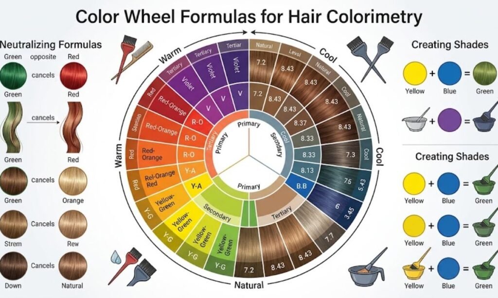 Color Wheel Formulas for Hair Colorimetry