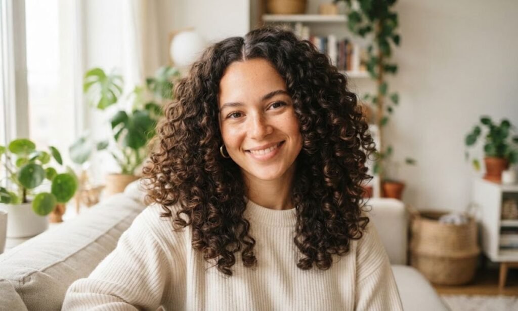 Curly Middle Part