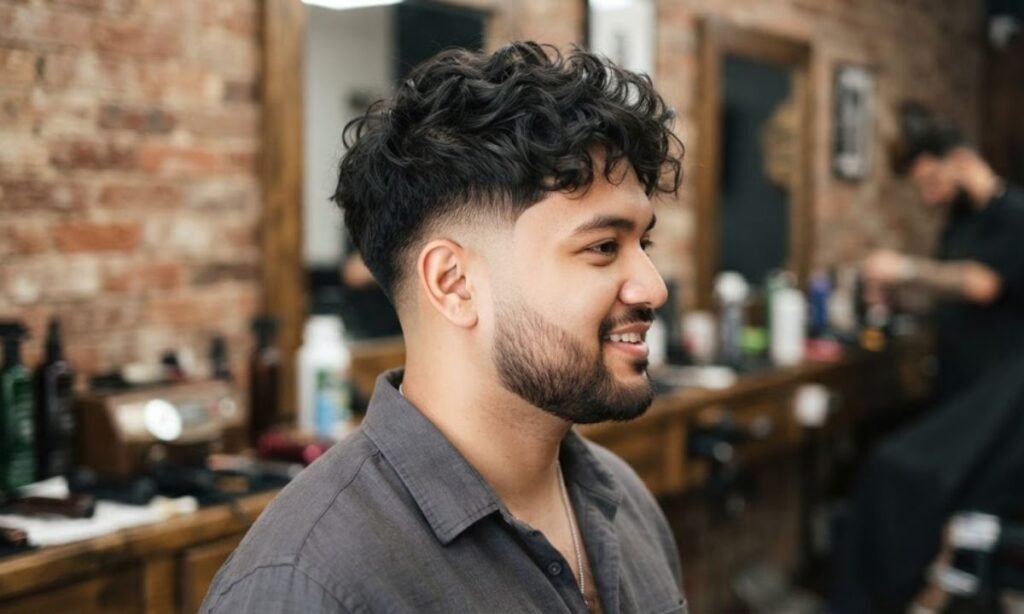 Drop Fade with Textured Top For Round Face Shape