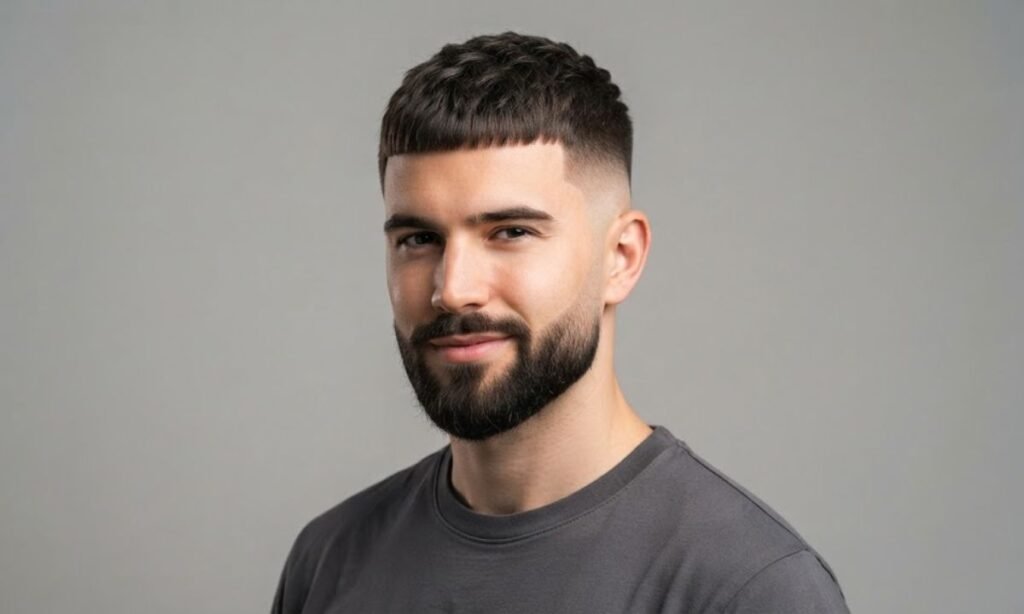 French Caesar with Beard Fade