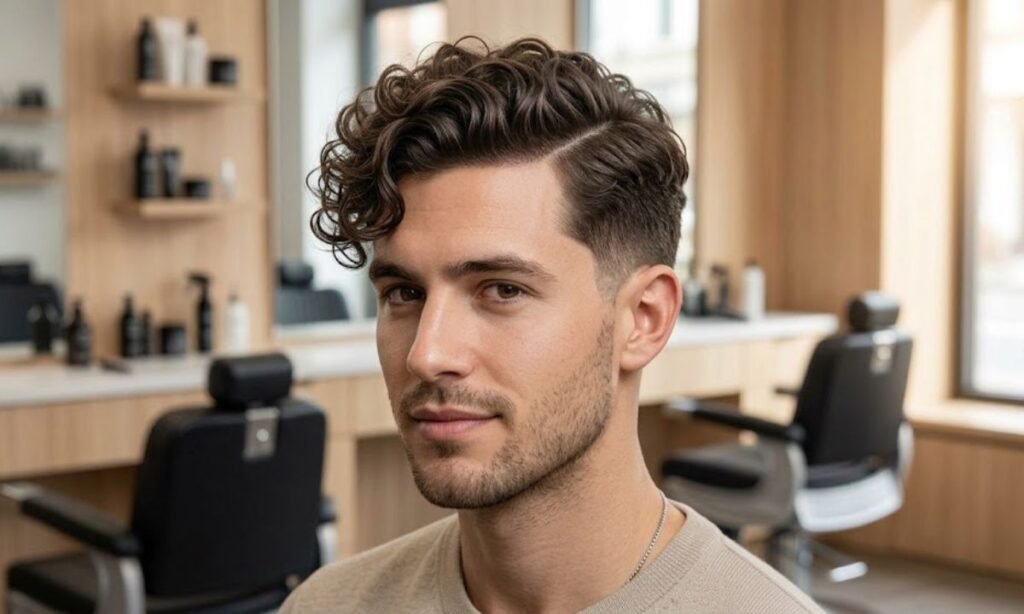 Short Curly Side Part