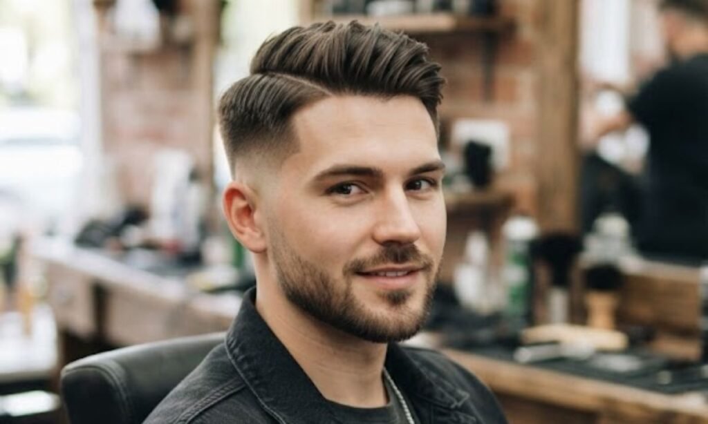 Side Part with Taper Fade Triangle Face