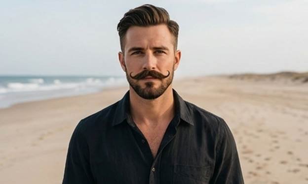 Short Beard with Handlebar Mustache