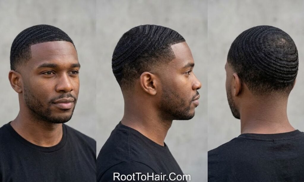 360 Waves with Mid Taper Fade Black Men