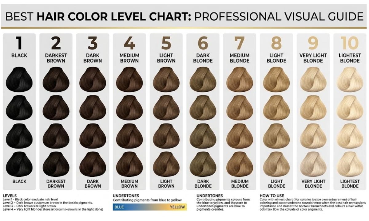 Best Hair color level chart: professional visual guide