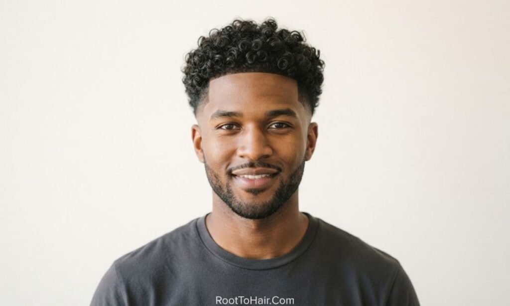 Blowout Low Taper Fade with Defined Curl Texture