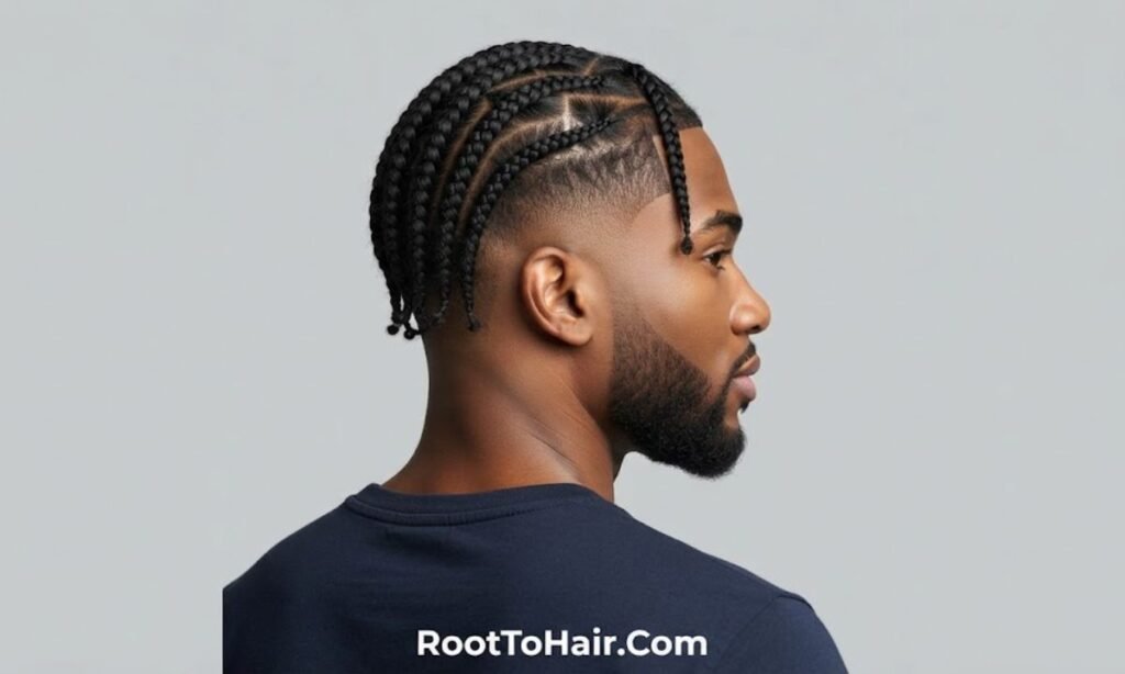 Box Braids with Mid Taper Fade