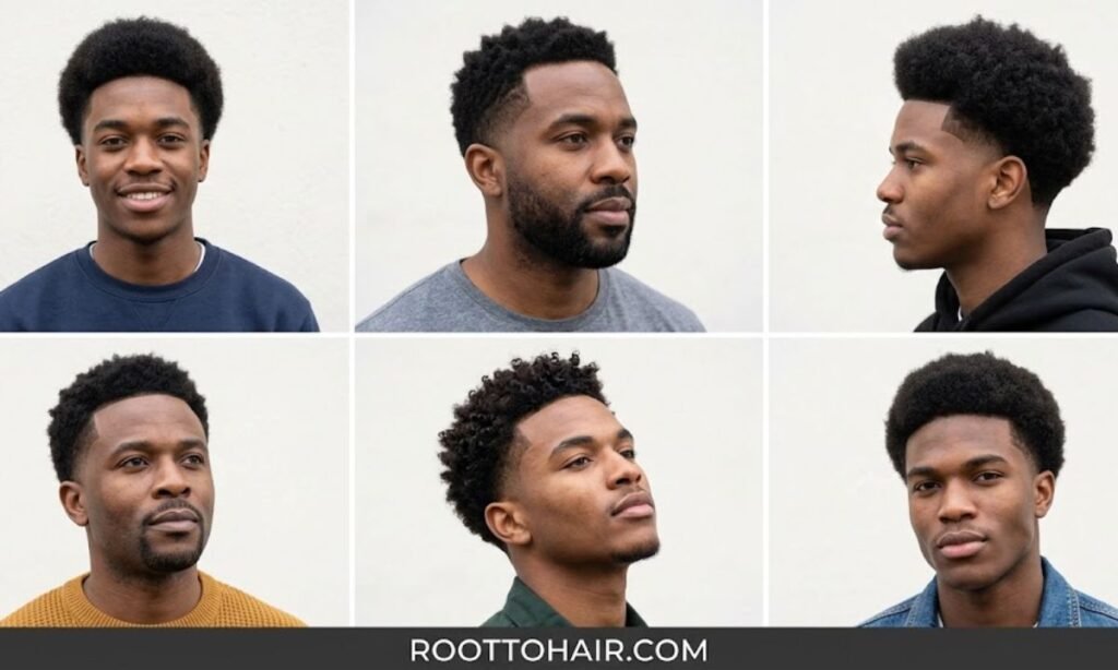 Classic Afro with Mid Taper Fade Black Men