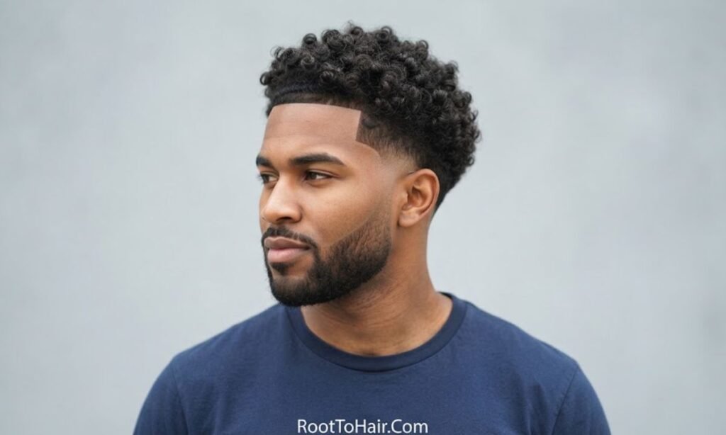 Classic Low Taper Fade with Natural Curls