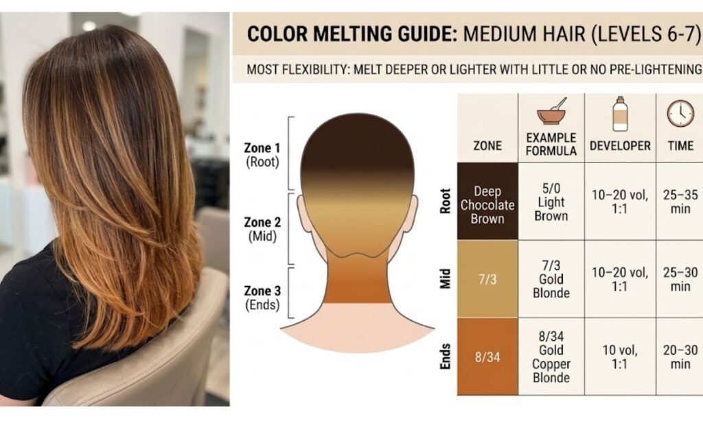 Color Melting on Medium Hair (Levels 6-7)