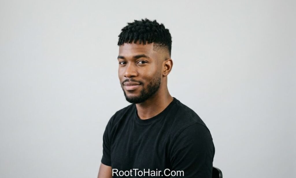 Crop Top Fade with Mid Taper Black Men