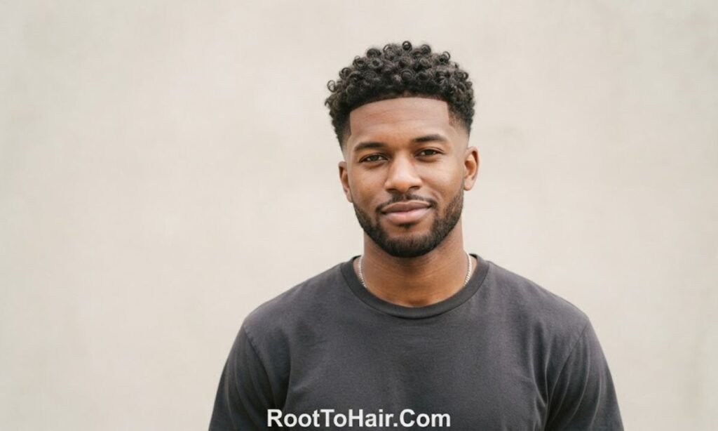 Curly Crop with Mid Taper Fade