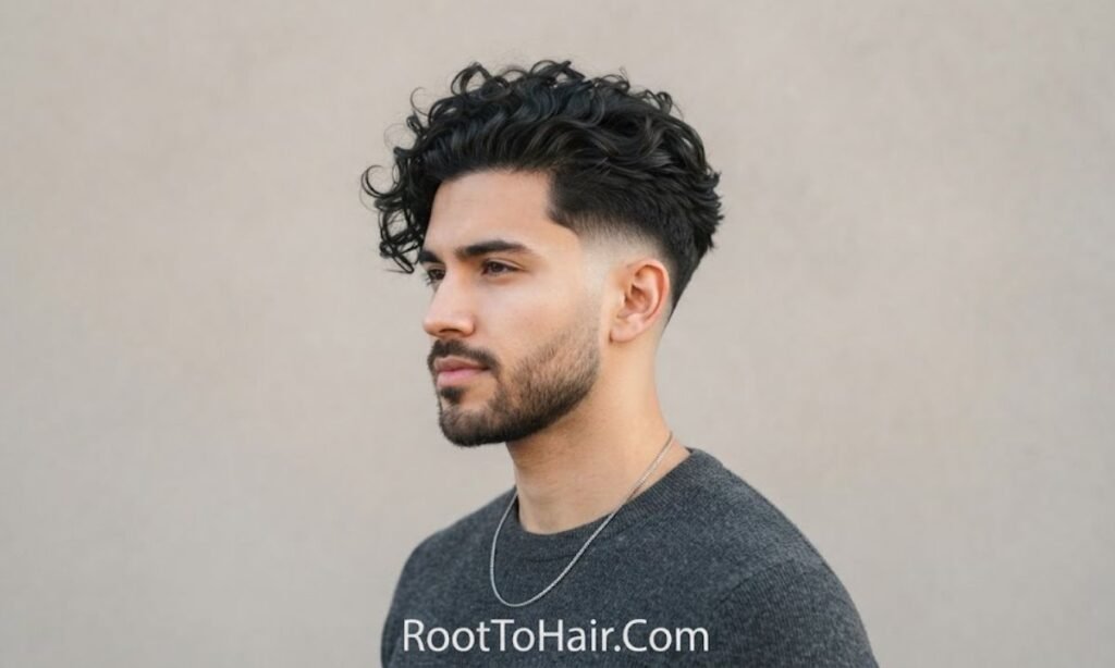 Curly Undercut with Low Taper