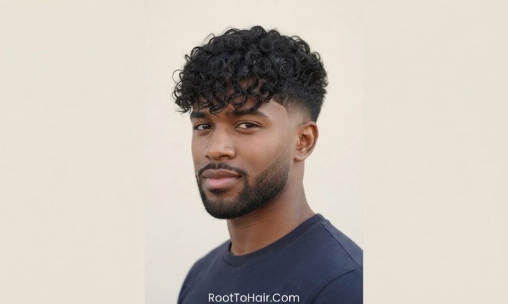 Deep Curly Fringe with Low Skin Taper