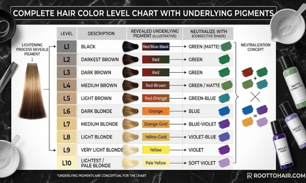 Level Chart with Underlying Pigments