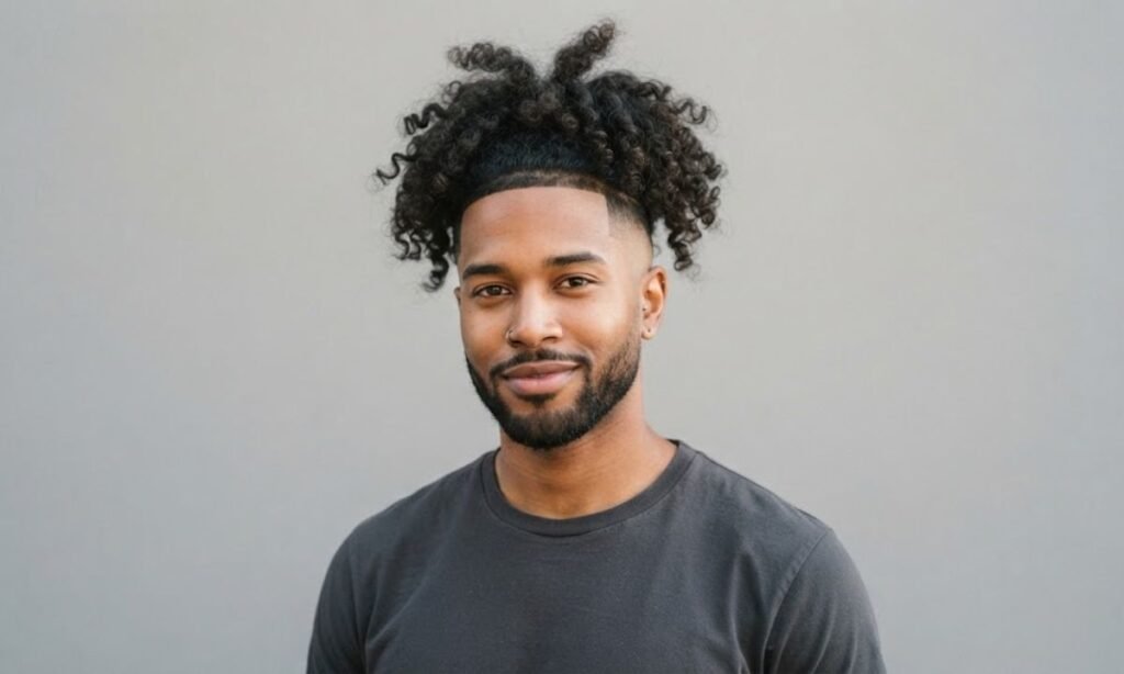 Long Curly Hair with Fade