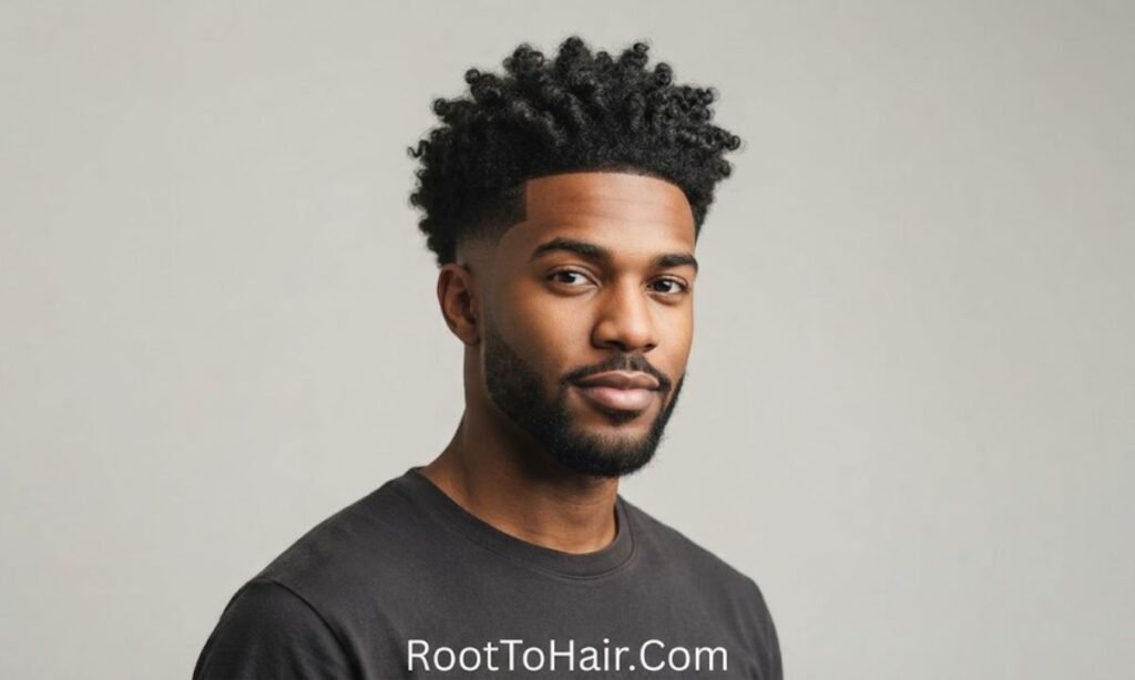 Low Taper Blowout With Natural Curls.