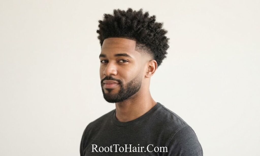 Low Taper Fade with Coily 4C Crown