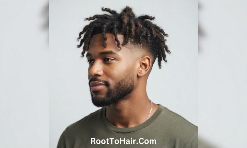 Low Taper Fade with Curly Locs