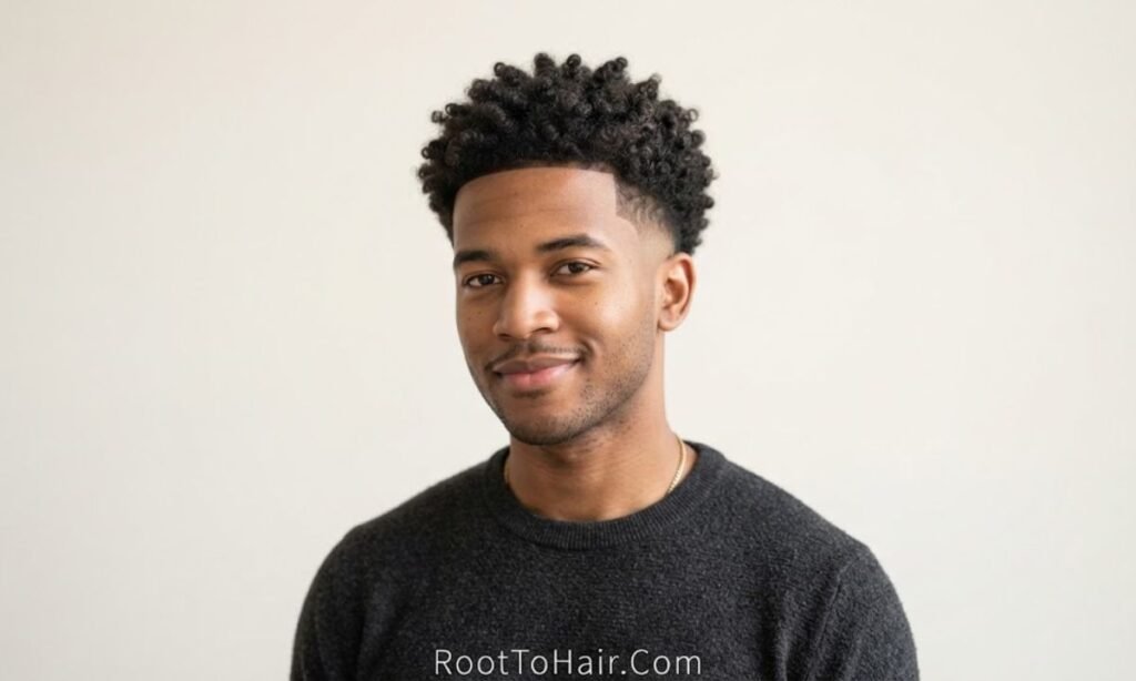 Low Taper Fade with Natural Coils