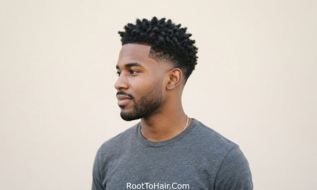 Low Taper Fade with Sponge Curls