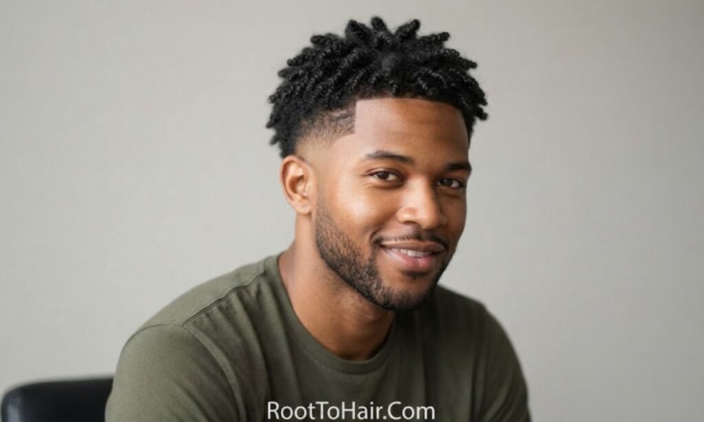 Low Taper Fade with Wash-and-Go Coils