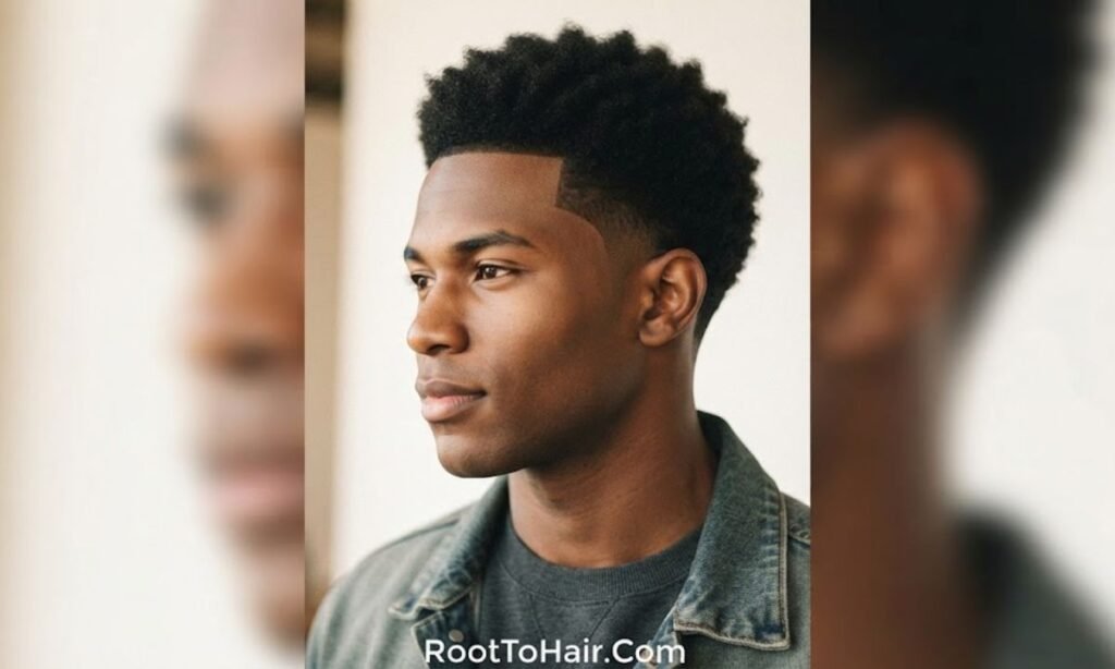 Low Taper Short Afro Blowout.