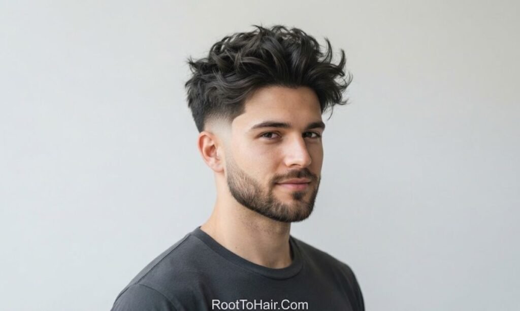 Mid Taper Fade Fluffy Hair