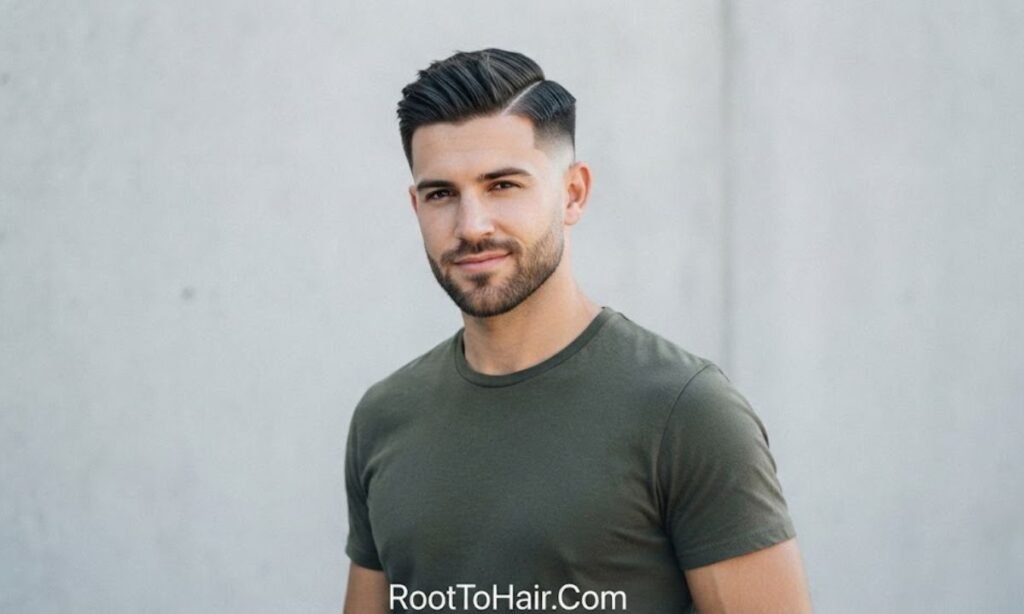 Mid Taper Fade Side Part