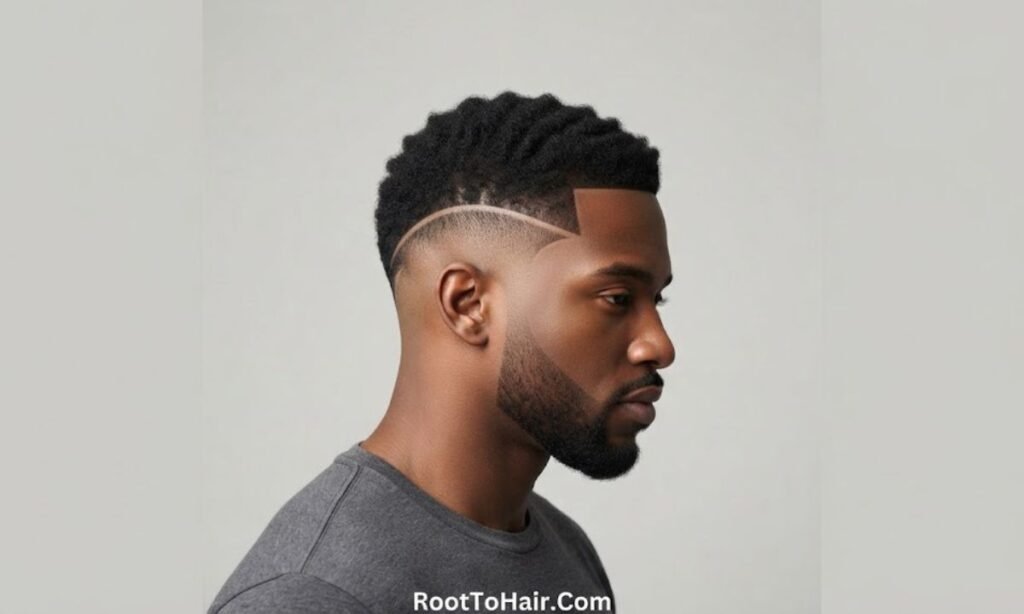 Mid Taper Fade with Line Design