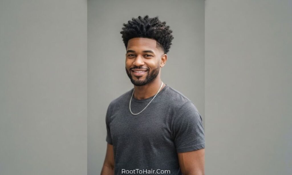 Short Curly Top with Mid Taper Fade