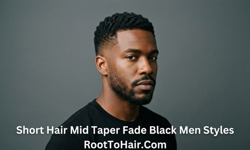 Short Hair Mid Taper Fade Black Men Styles