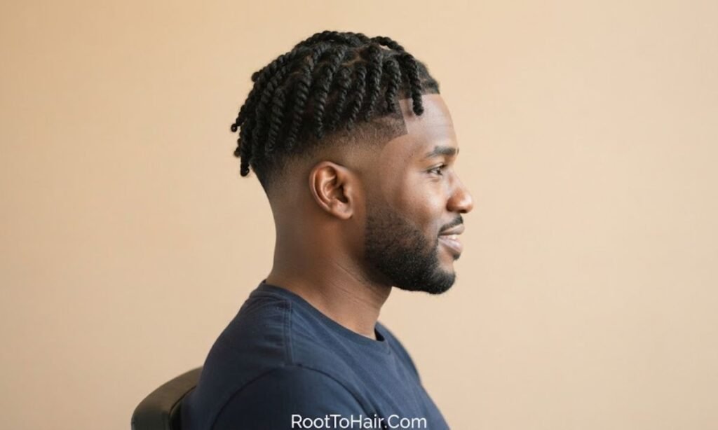 Sponge Twist with Mid Taper Fade