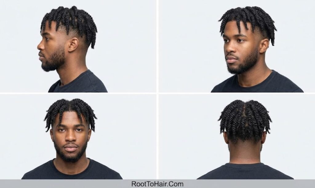 Sponge Twists with Mid Taper Fade Black Men