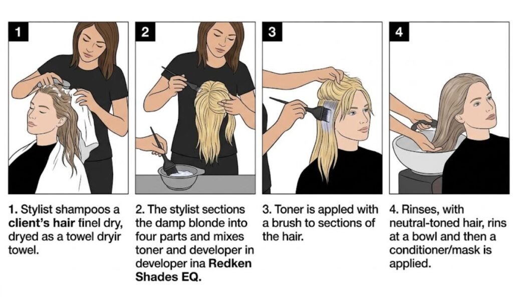Step-by-Step Toner Application on Damp Hair