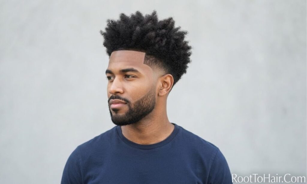 Textured Afro Mid Taper Fade
